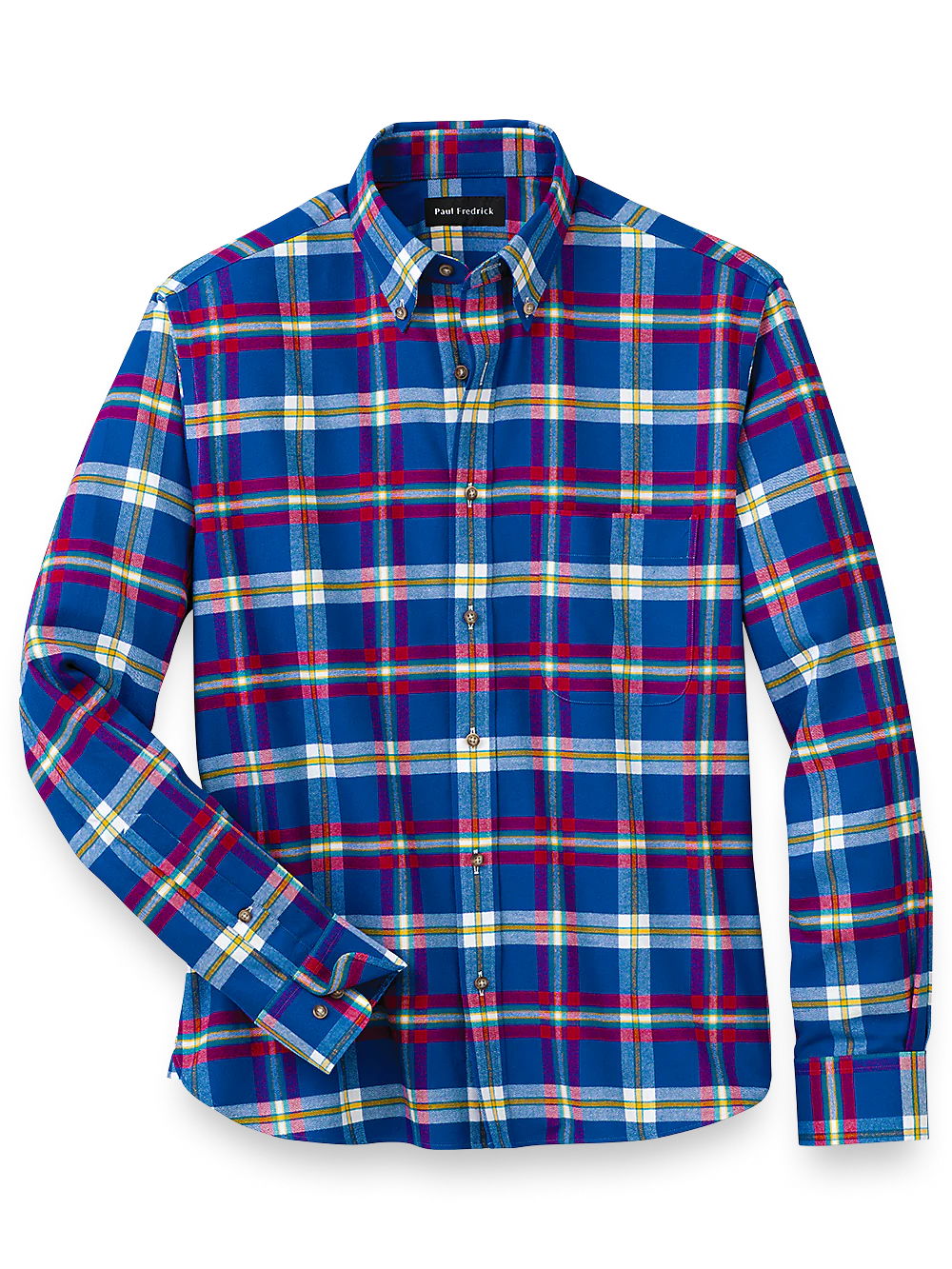 Brushed Twill Plaid Casual Shirt - Cobalt