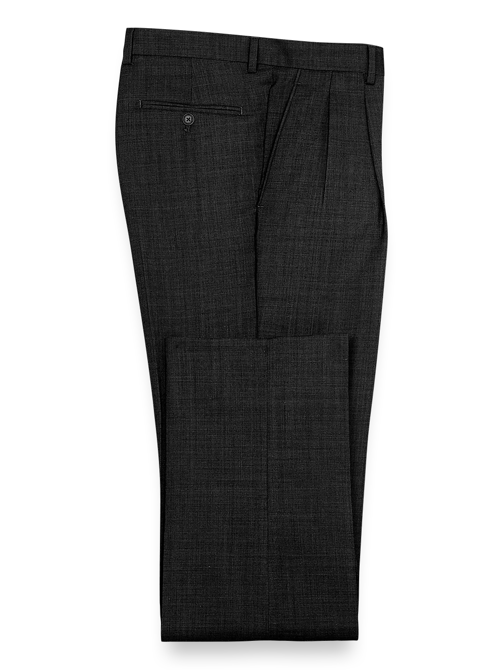 Sharkskin Pleated Pants - Black