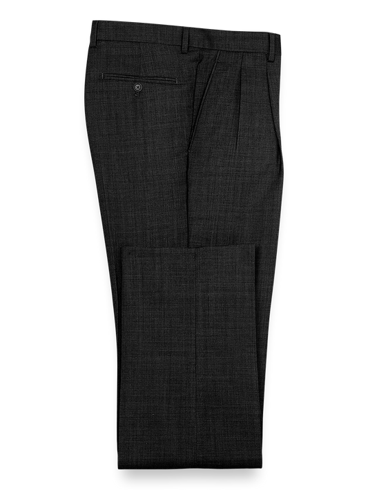 Sharkskin Pleated Pants - Black