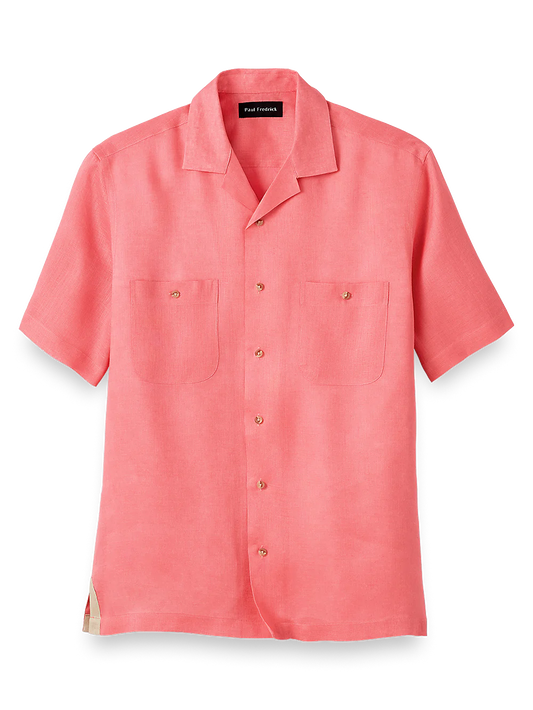 Linen Solid Casual Shirt - Coral