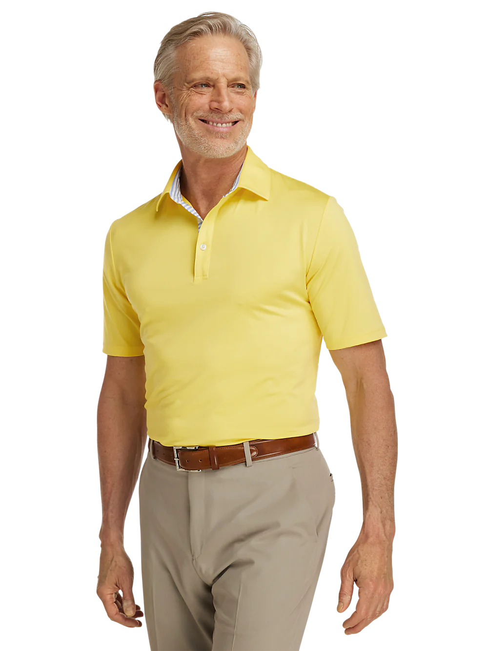 Performance Blend Three Button Polo - Light Yellow