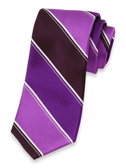 Stripe Woven Silk Tie - Purple