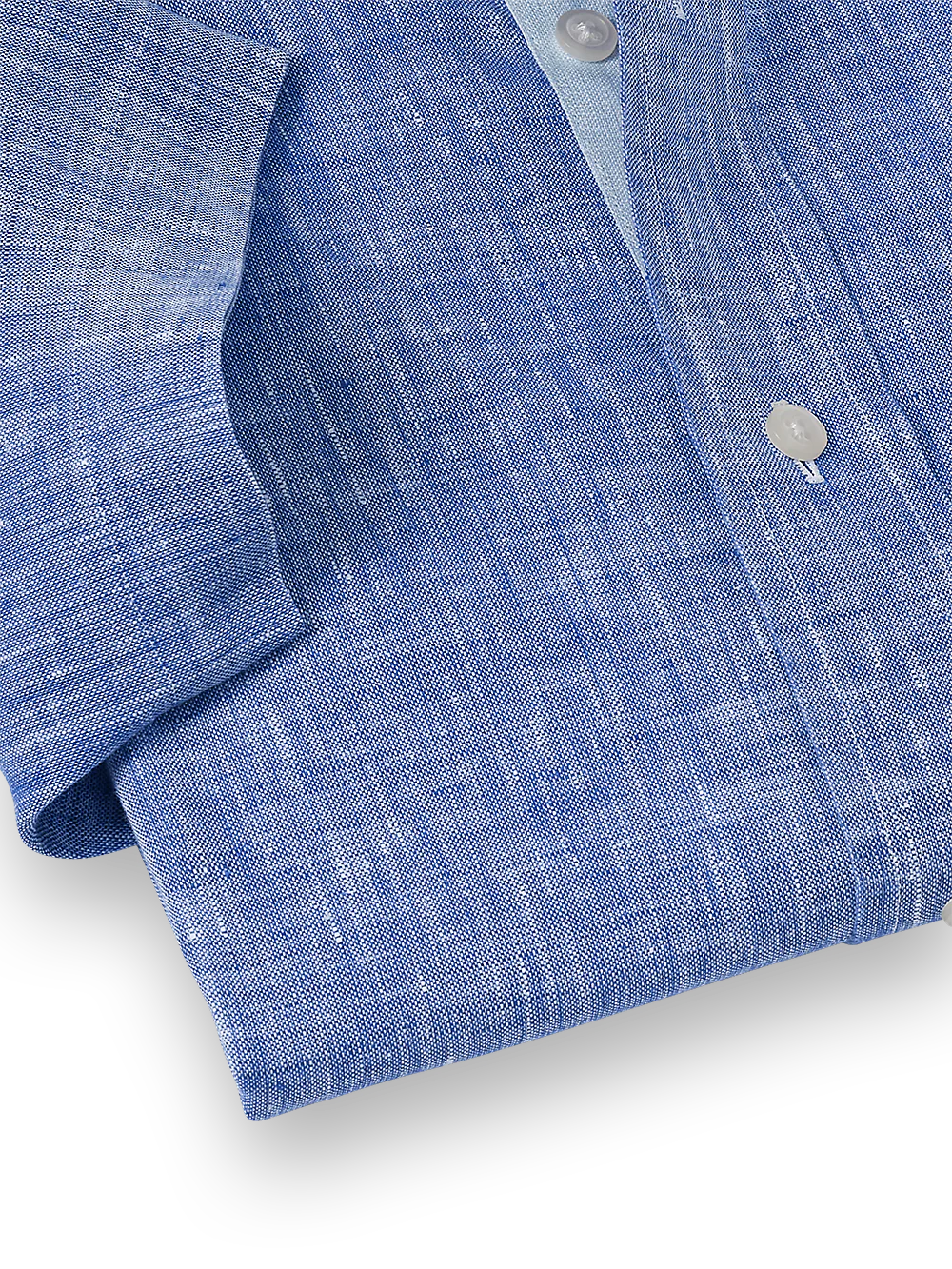 Non-Iron Linen Solid Dress Shirt With Contrast Trim - Dark Blue