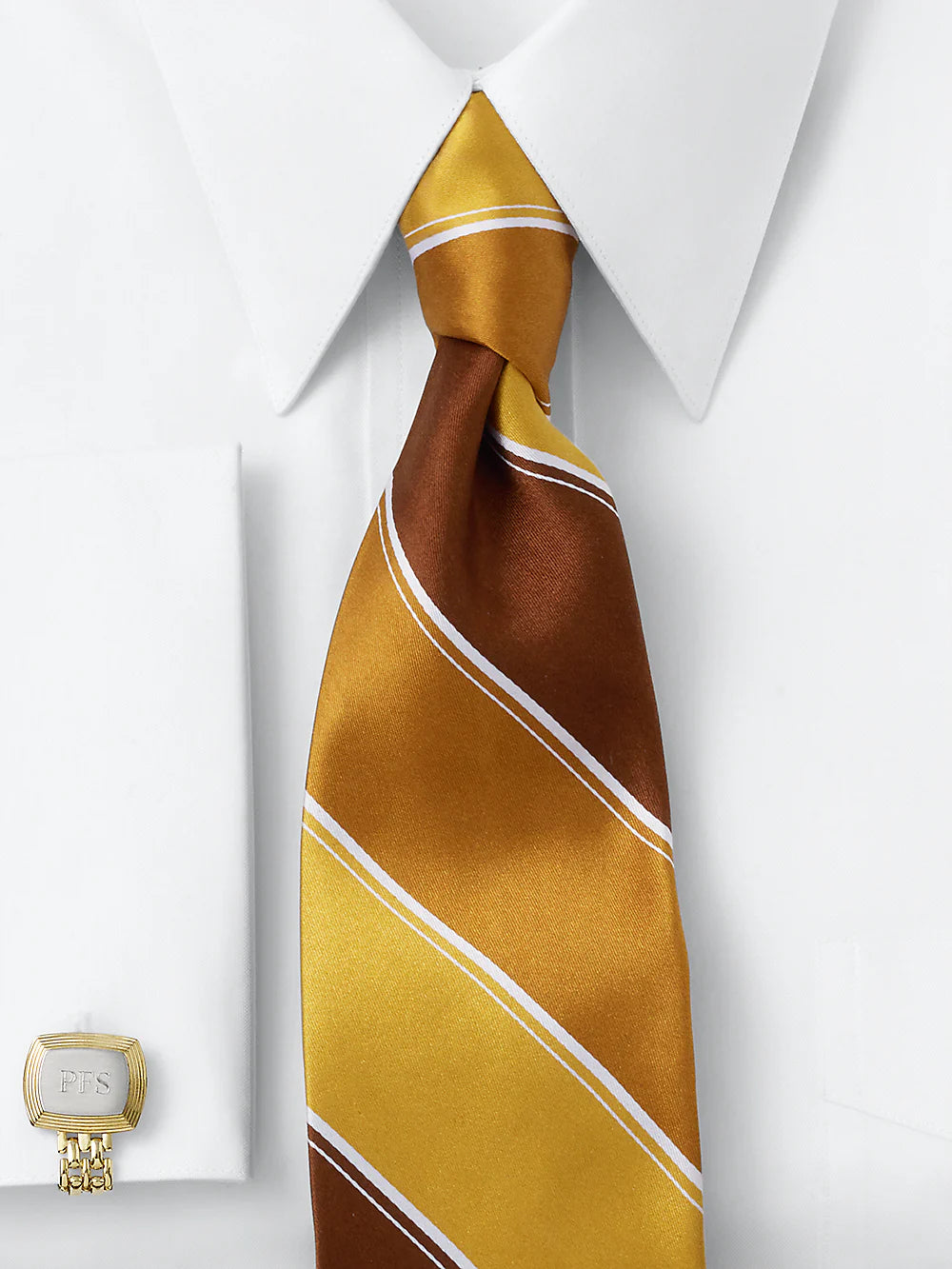 Stripe Woven Silk Tie - Gold Multi