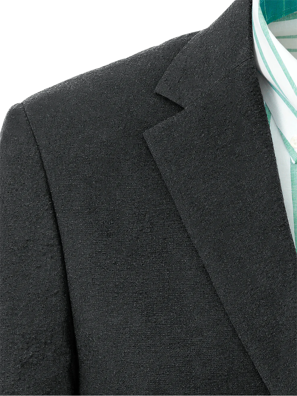 Cotton Blend Seersucker Single Breasted Notch Lapel Suit Jacket - Black