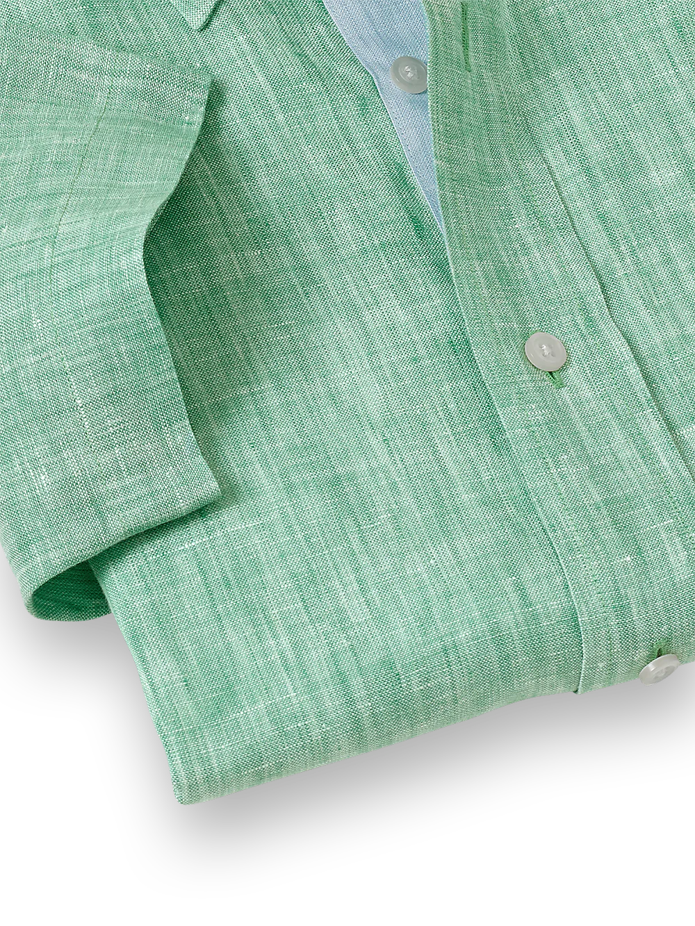 Non-Iron Linen Solid Dress Shirt With Contrast Trim - Light Green