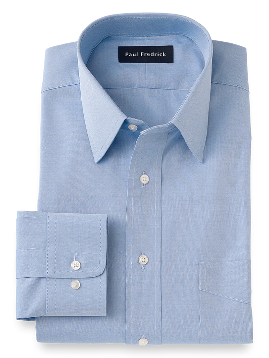 Superfine Egyptian Cotton Solid Color Straight Collar Dress Shirt - Blue