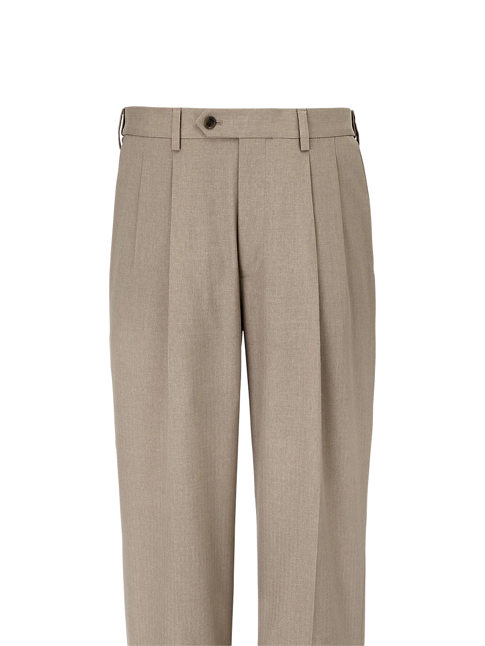 Microfiber Herringbone Pleated Pants - Grey