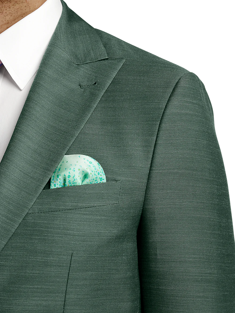 Performance Blend Single Breasted Peak Lapel Suit - Green