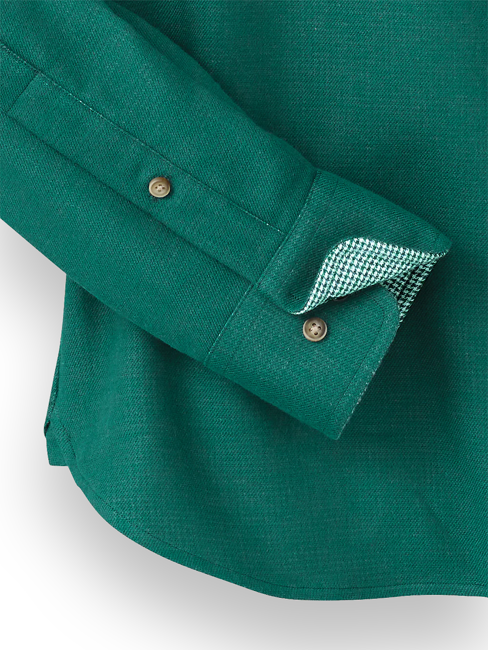 Brushed Twill Solid Casual Shirt With Contrast Trim - Green