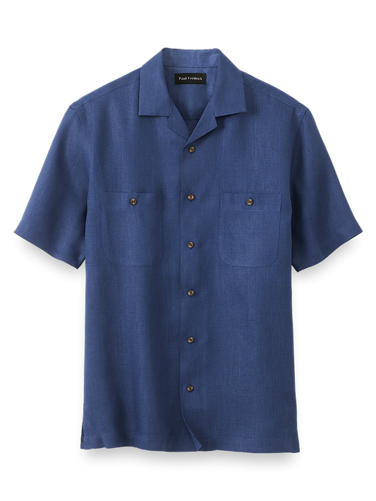 Linen Solid Casual Shirt - Navy