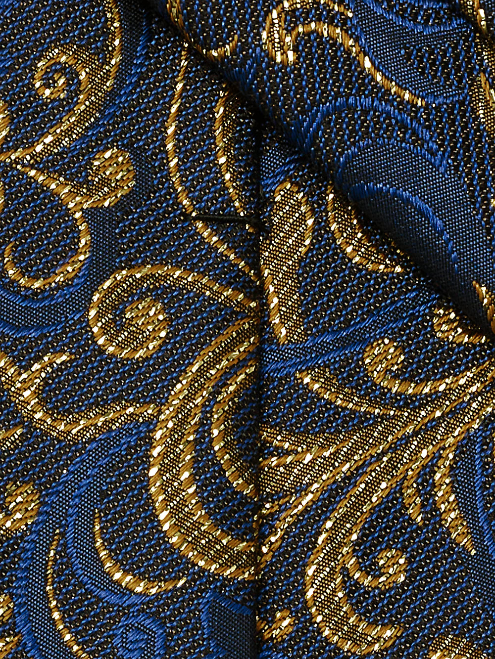 Filigree Motif Woven Silk Blend Tie - Navy Multi