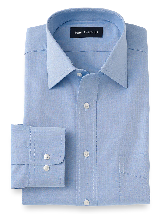 Superfine Egyptian Cotton Solid Color Spread Collar Dress Shirt - Blue