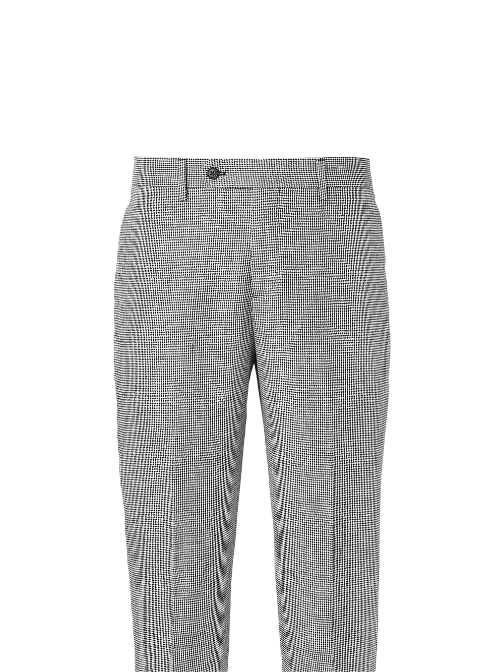 Linen Houndstooth Flat Front Suit Pants - Black/white Houndstooth