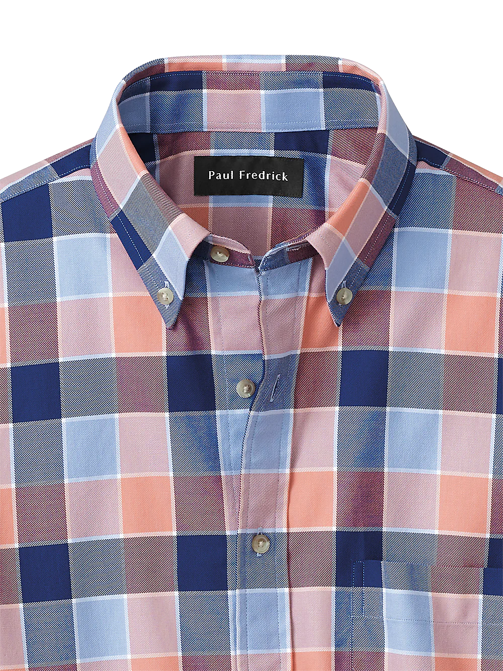 Cotton Buffalo Plaid Casual Shirt - Blue/melon