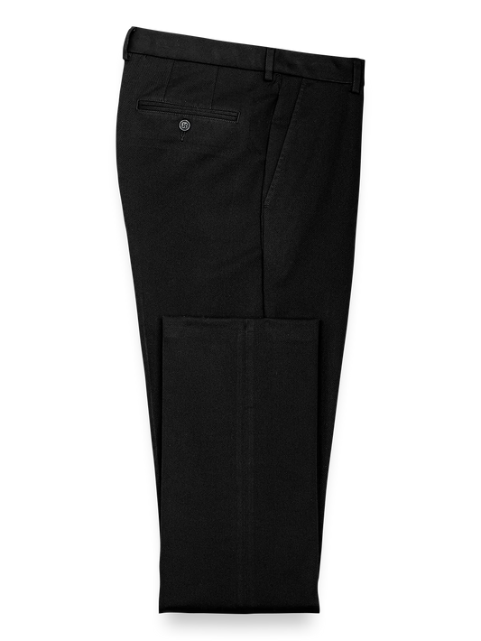 Impeccable Cotton Chino Flat Front Pants - Black