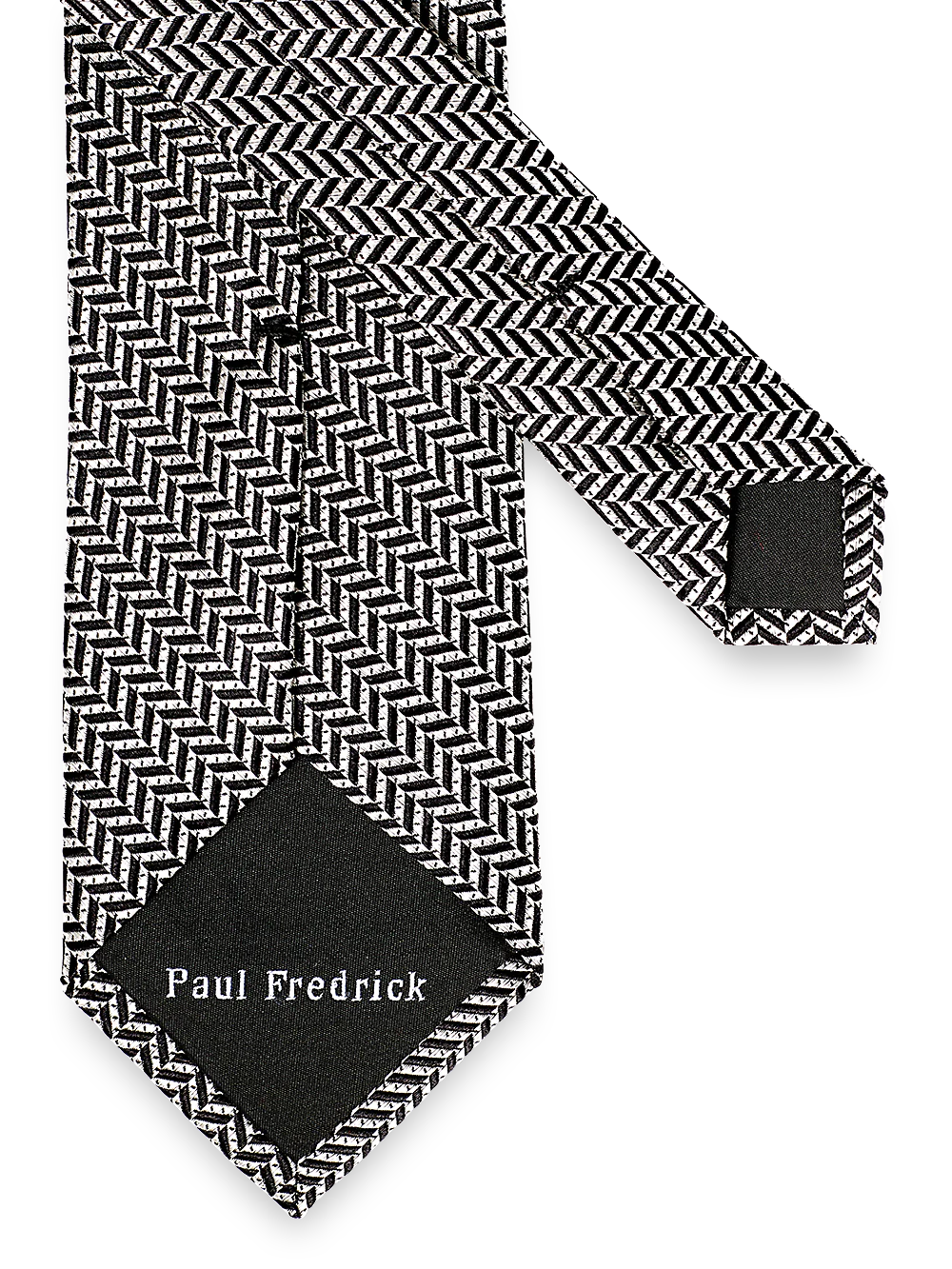 Herringbone Woven Silk Tie - Silver