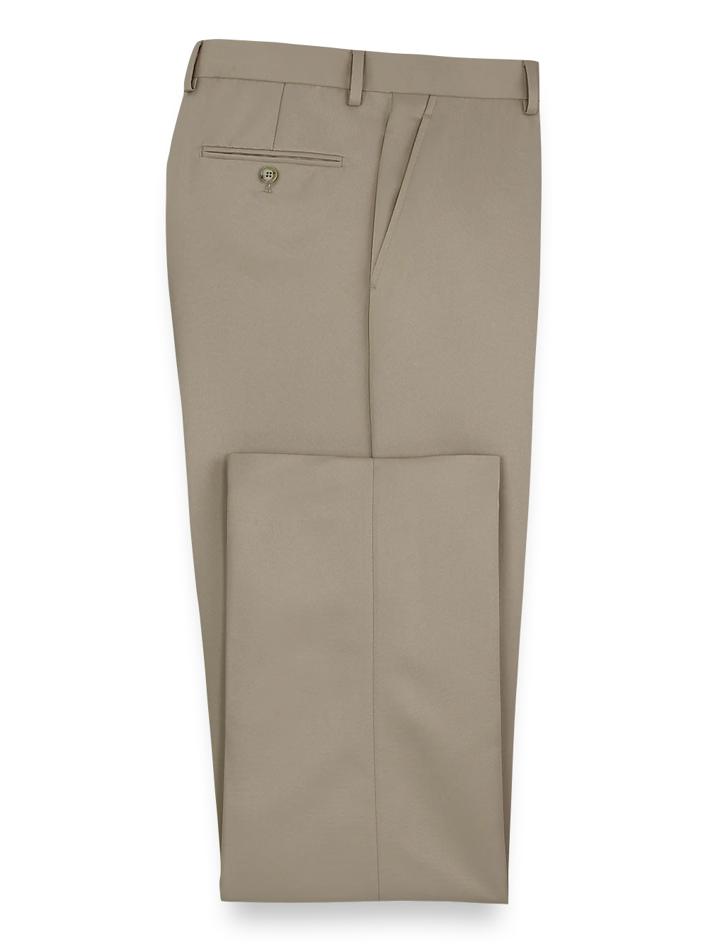 Solid Microfiber Flat Front Pants - Tan