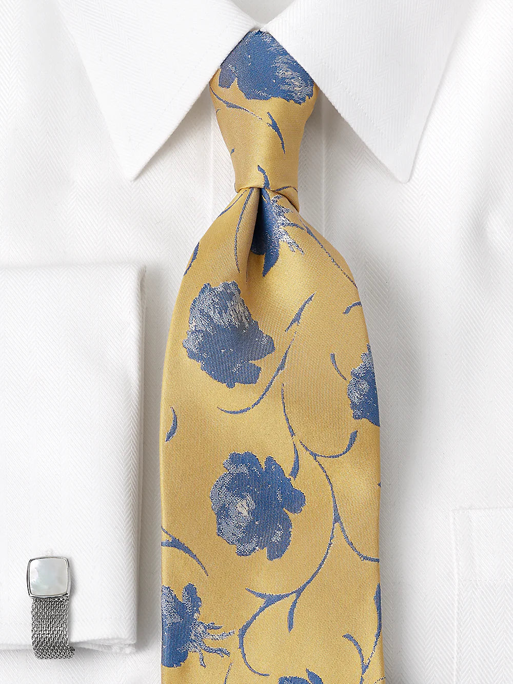 Floral Woven Silk Tie - Yellow/blue