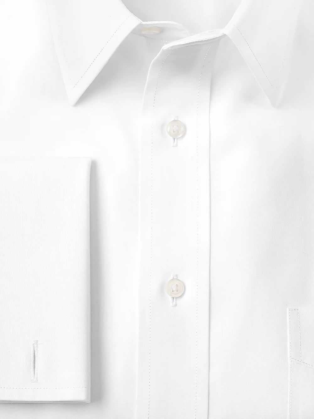 Supima Non-Iron Cotton Solid Straight Collar French Cuff Dress Shirt - White