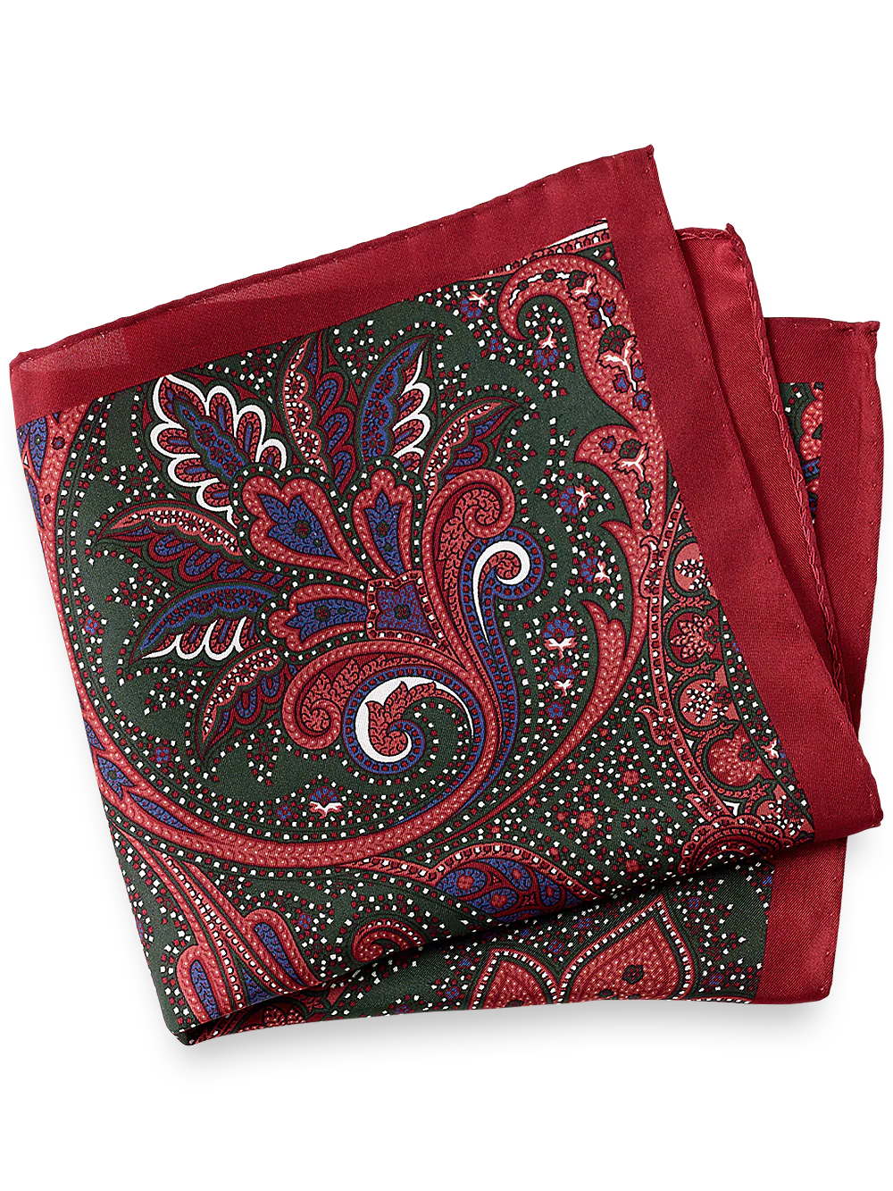 Paisley Silk Pocket Square - Red Multi