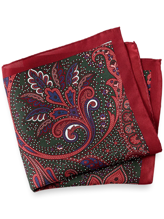 Paisley Silk Pocket Square - Red Multi