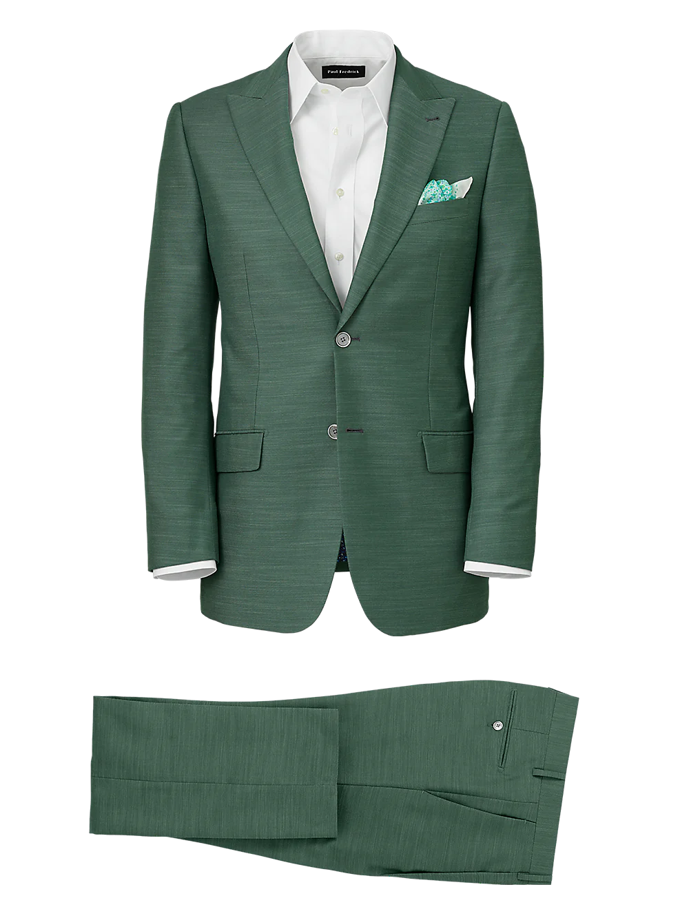 Performance Blend Single Breasted Peak Lapel Suit - Green