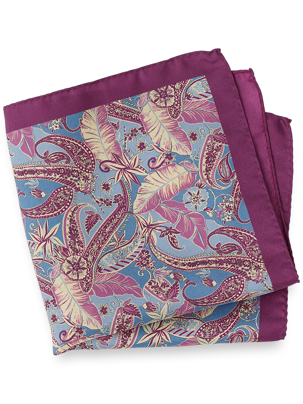 Paisley Silk Pocket Square - Blue/berry