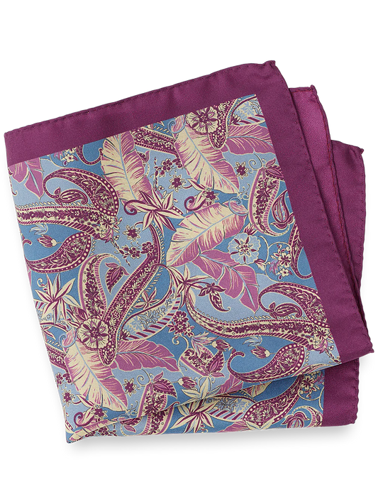 Paisley Silk Pocket Square - Blue/berry