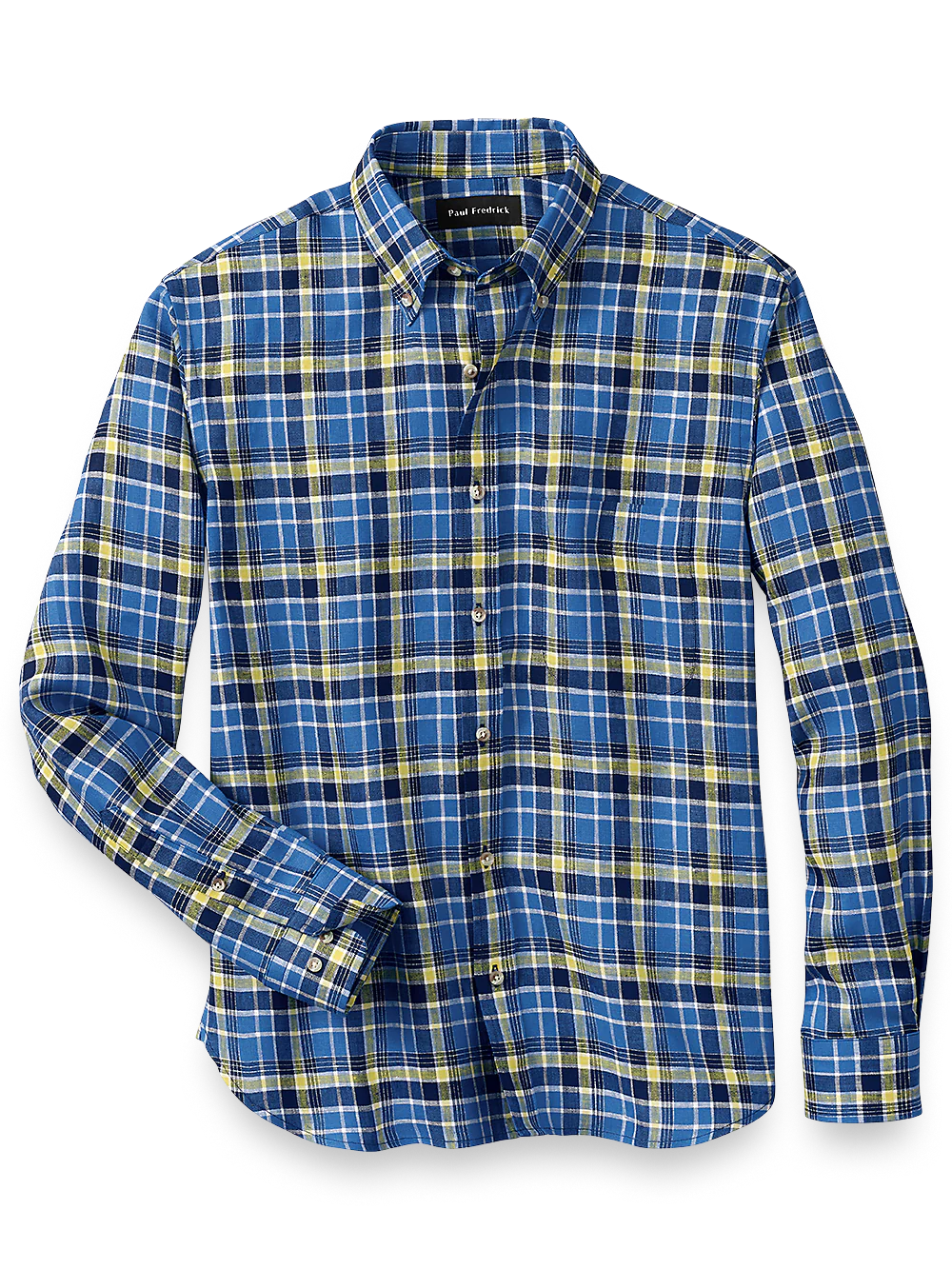 Linen Plaid Casual Shirt - Blue/yellow