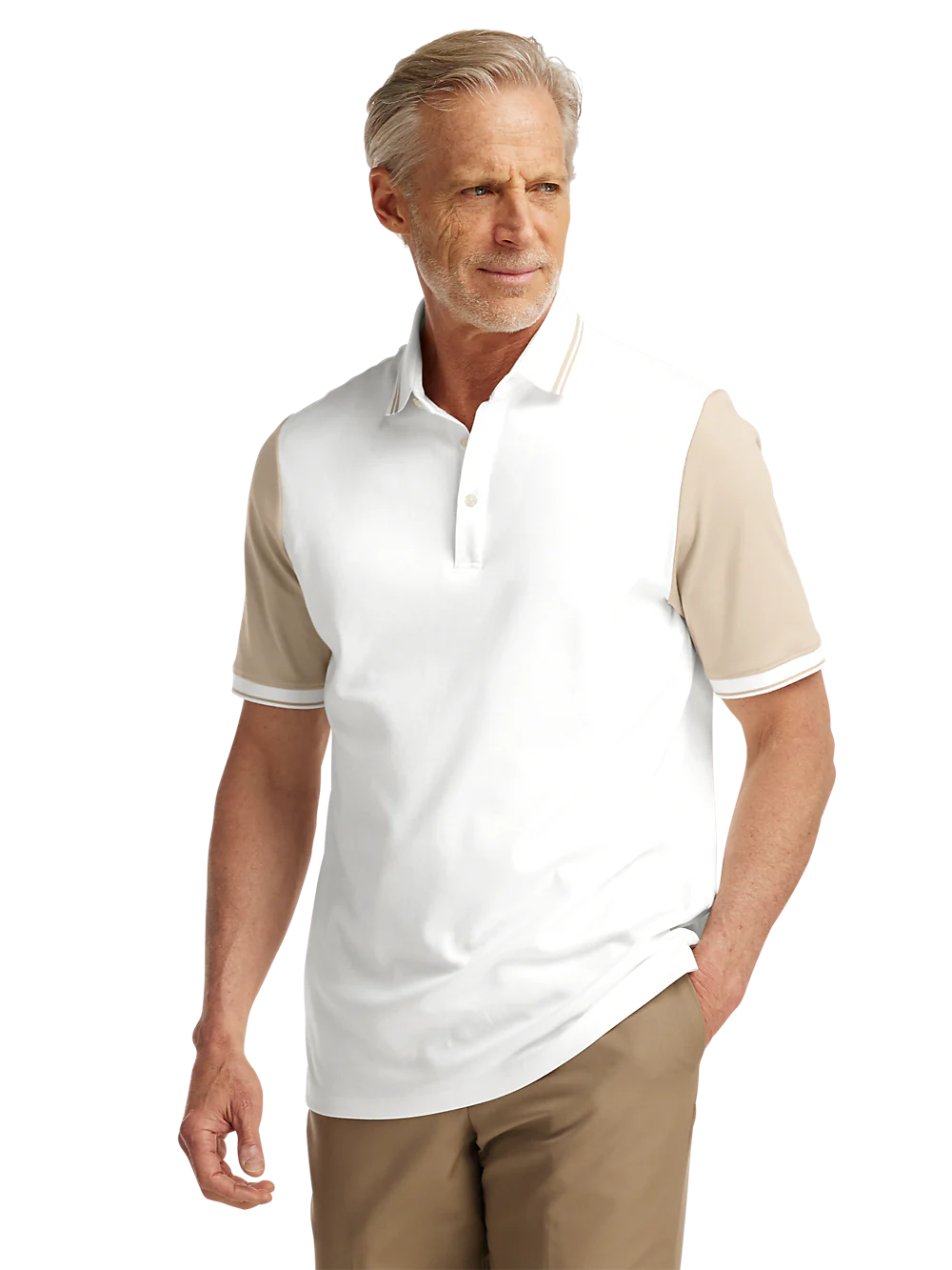 Cotton Three Button Polo - White