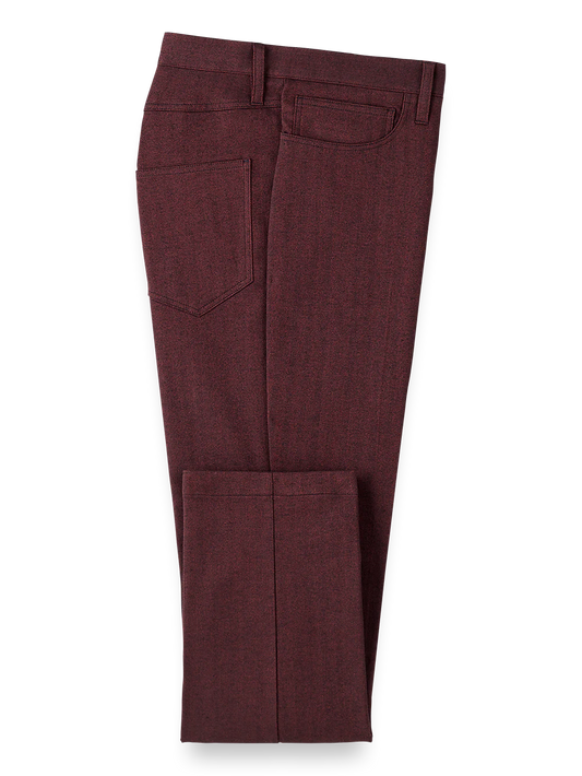 Cotton Herringbone Five Pocket Pants - Rust