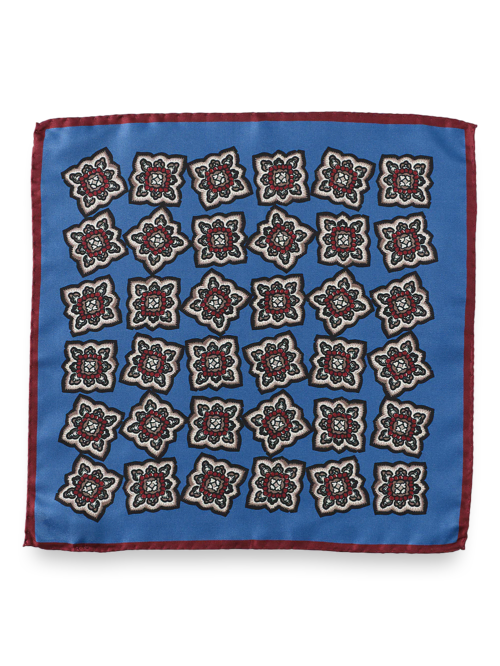 Medallion Silk Pocket Square - Blue Multi