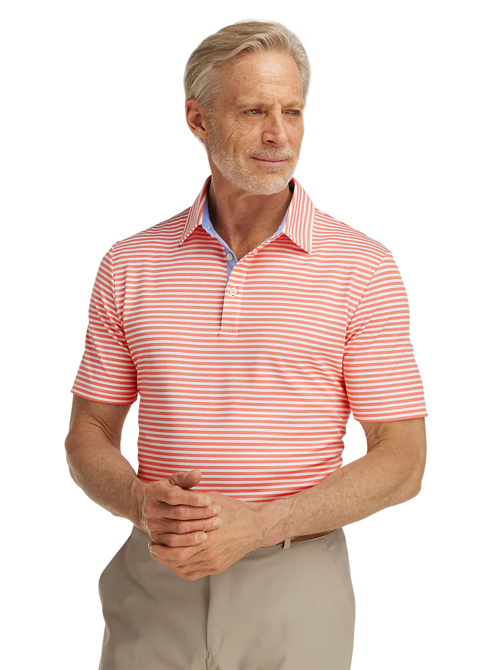 Performance Blend Three Button Polo - Coral