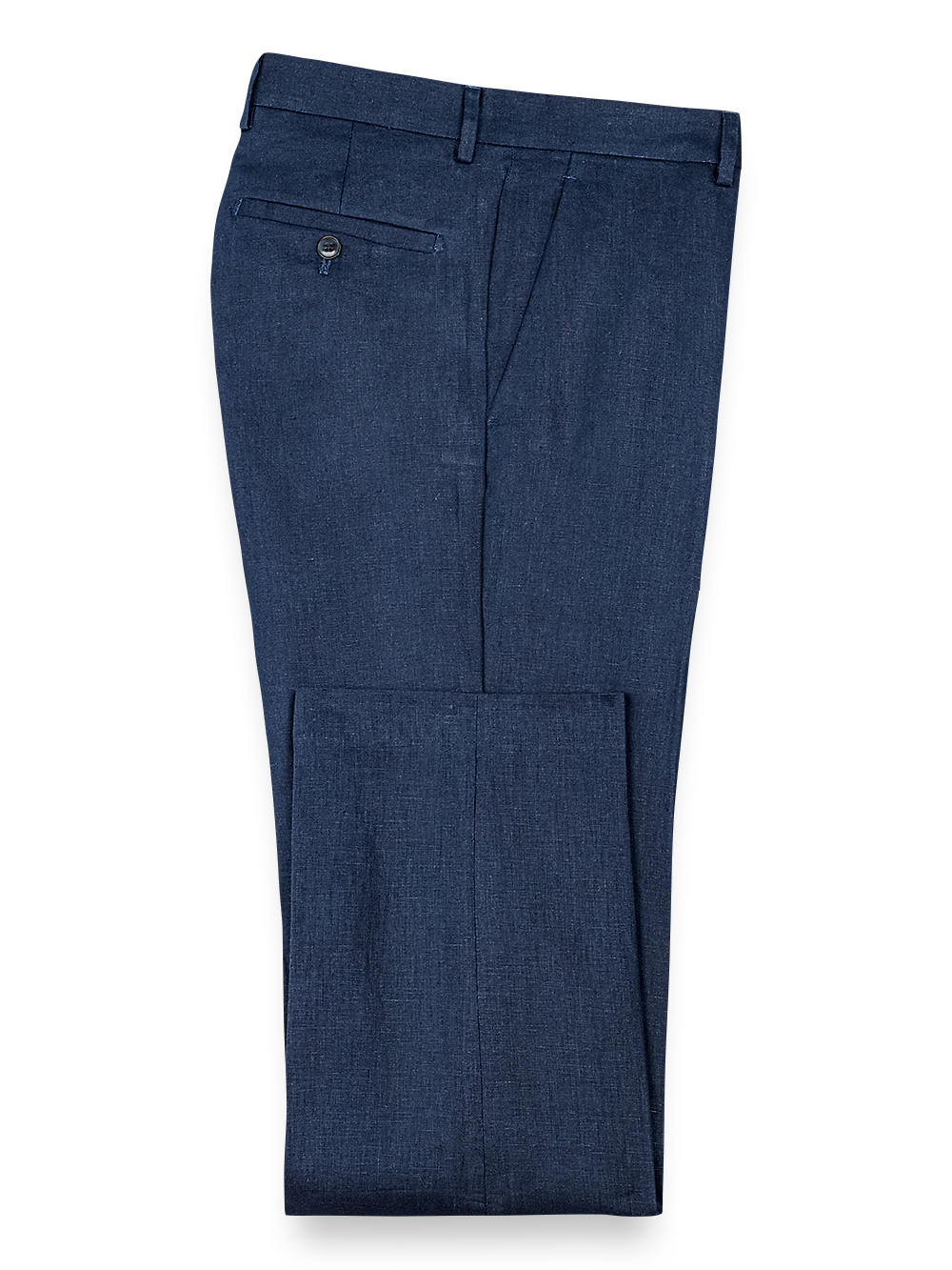 Linen Flat Front Pants - Navy