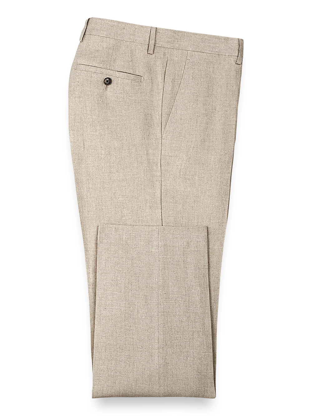 Linen Flat Front Pants - Natural