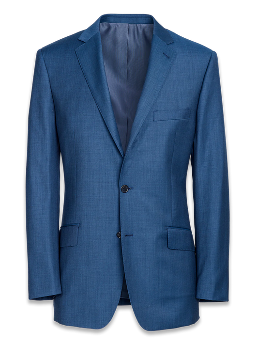 Tailored Fit Sharkskin Notch Lapel Suit Jacket - Slate Blue