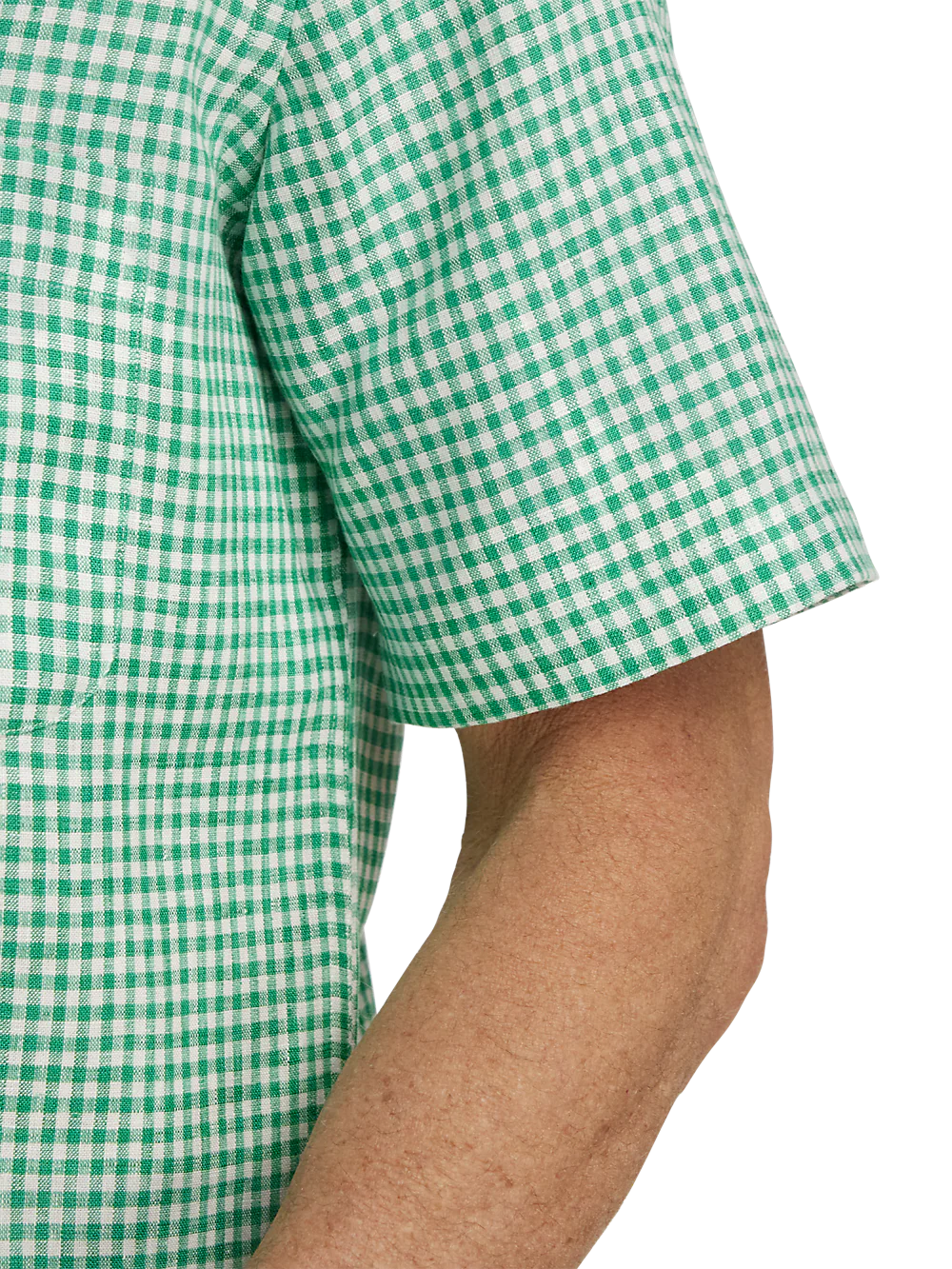 Linen Gingham Check Casual Shirt - Green