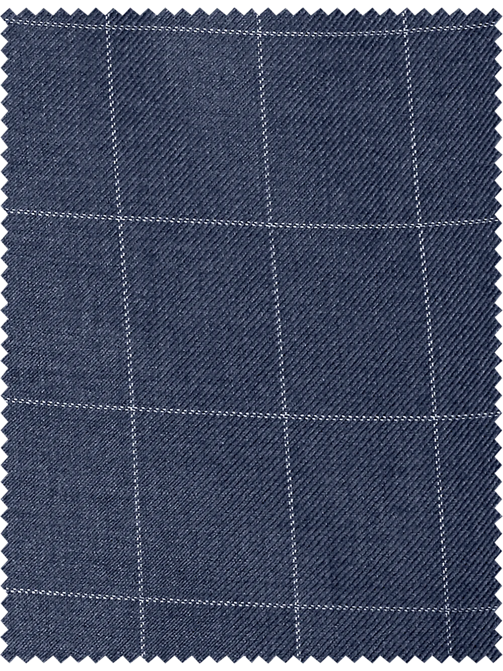 Tailored Fit Essential Wool Flat Front Pants - Navy Windowpane