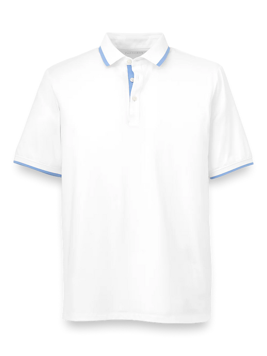 Performance Blend Three Button Polo - White/blue