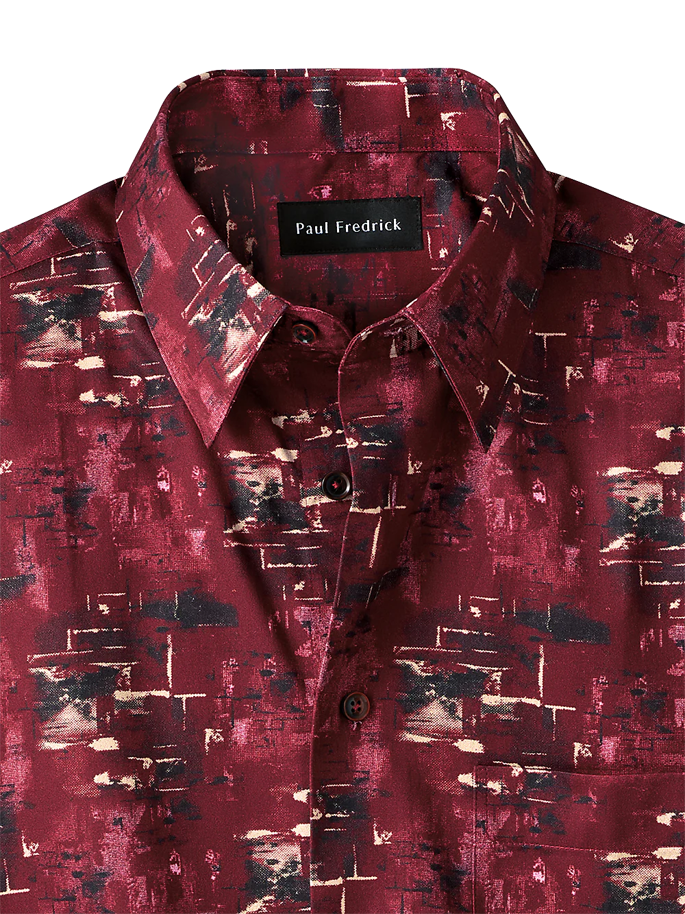 Cotton Abstract Print Casual Shirt - Burgundy