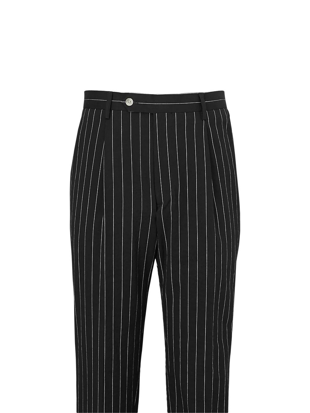 Cotton Stretch Seersucker Pinstripe Single Pleat Suit Pants - Black