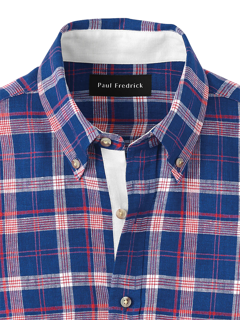 Linen Plaid Casual Shirt - Blue/red