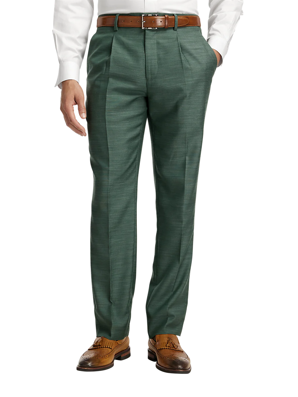 Performance Blend Single Breasted Peak Lapel Suit - Green