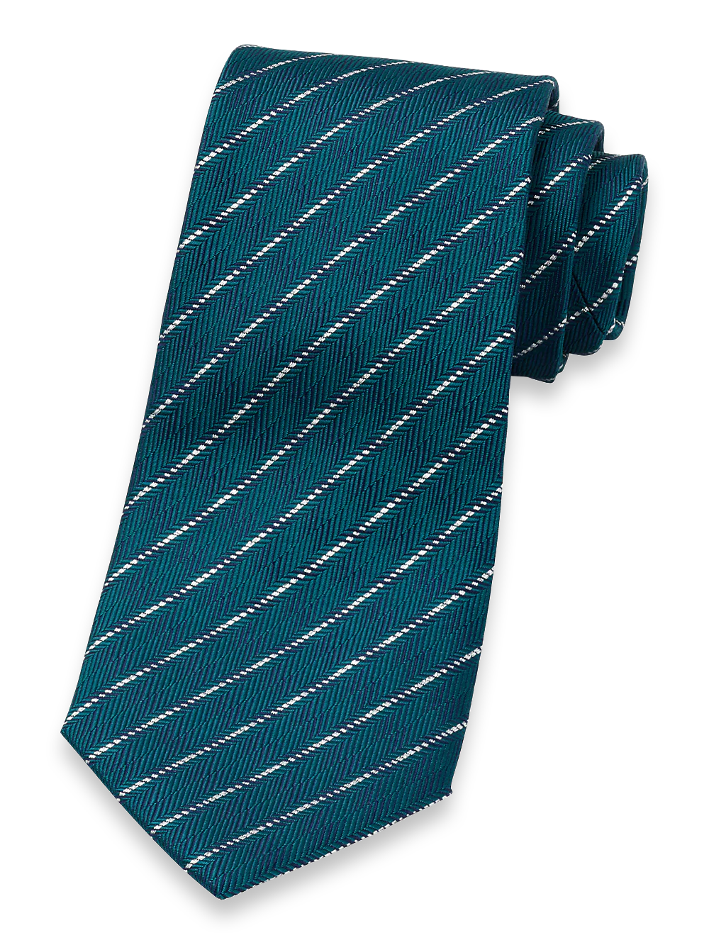 Stripe Woven Silk Blend Tie - Hunter