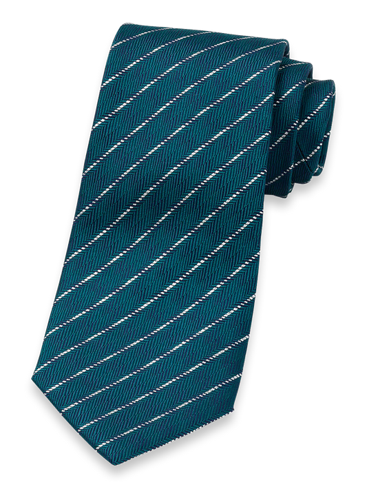 Stripe Woven Silk Blend Tie - Hunter