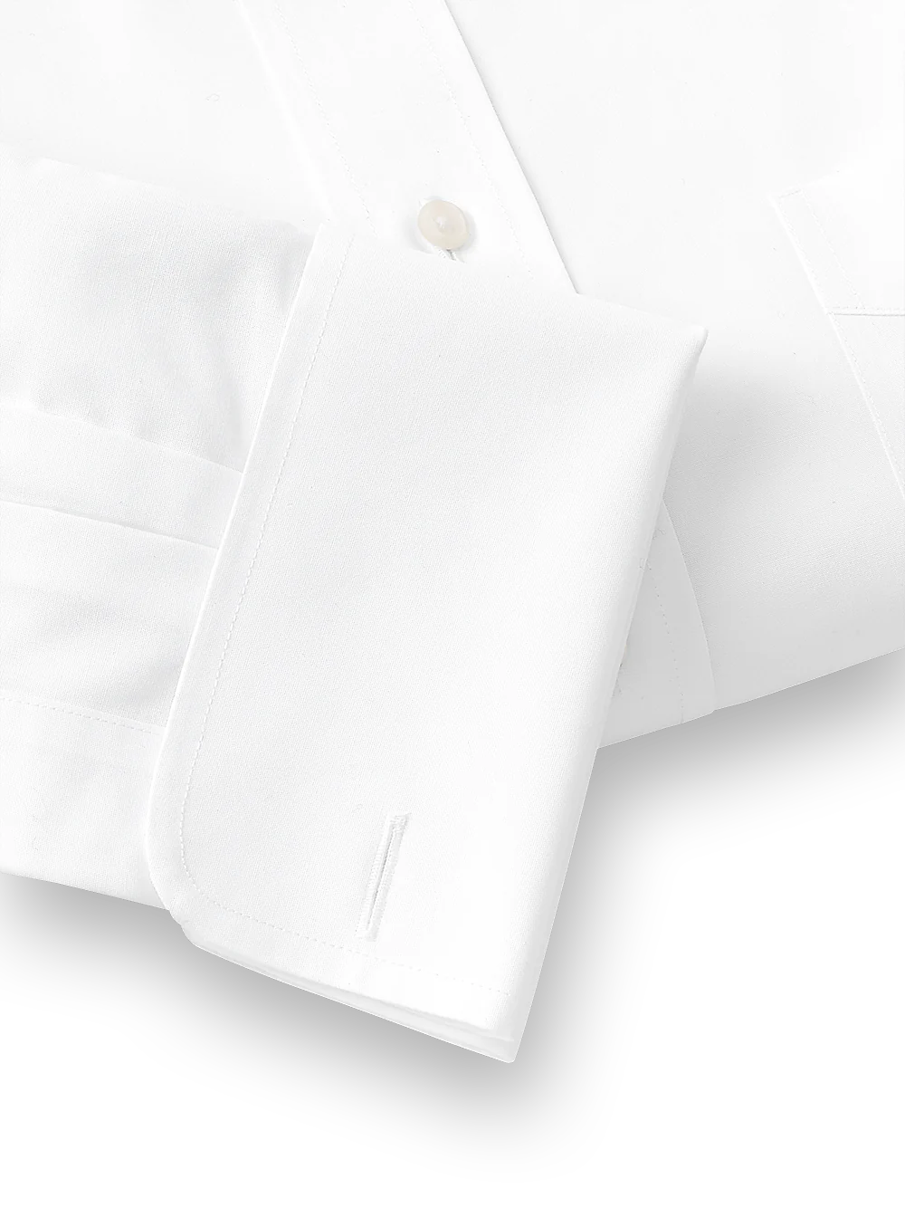 Supima Non-Iron Cotton Solid Color Straight Collar French Cuff Dress Shirt - White