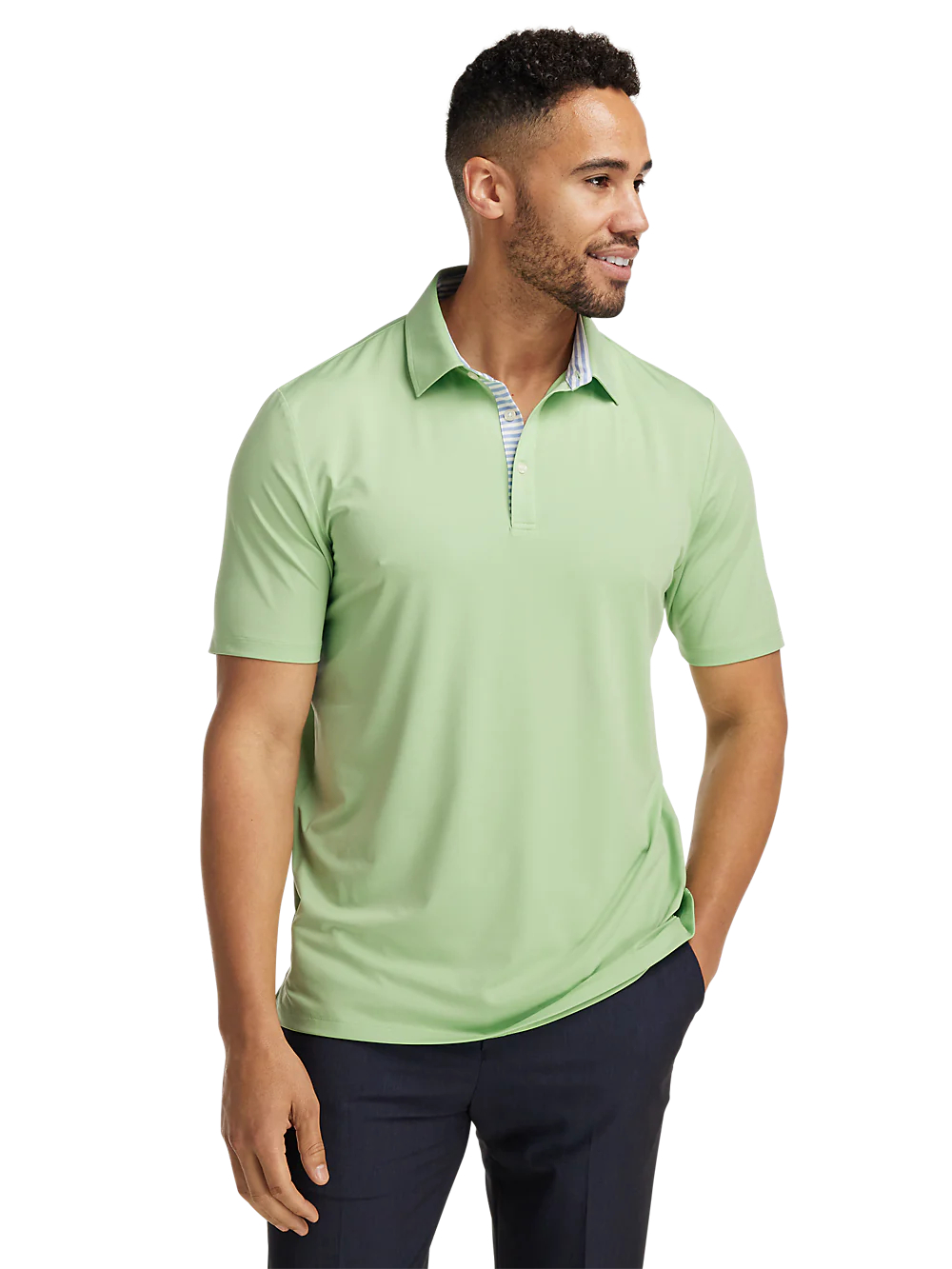 Performance Blend Three Button Polo - Light Green