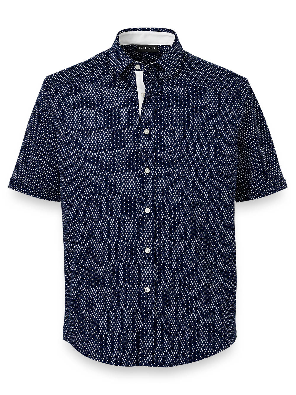 Cotton Button Front Polo - Navy/white