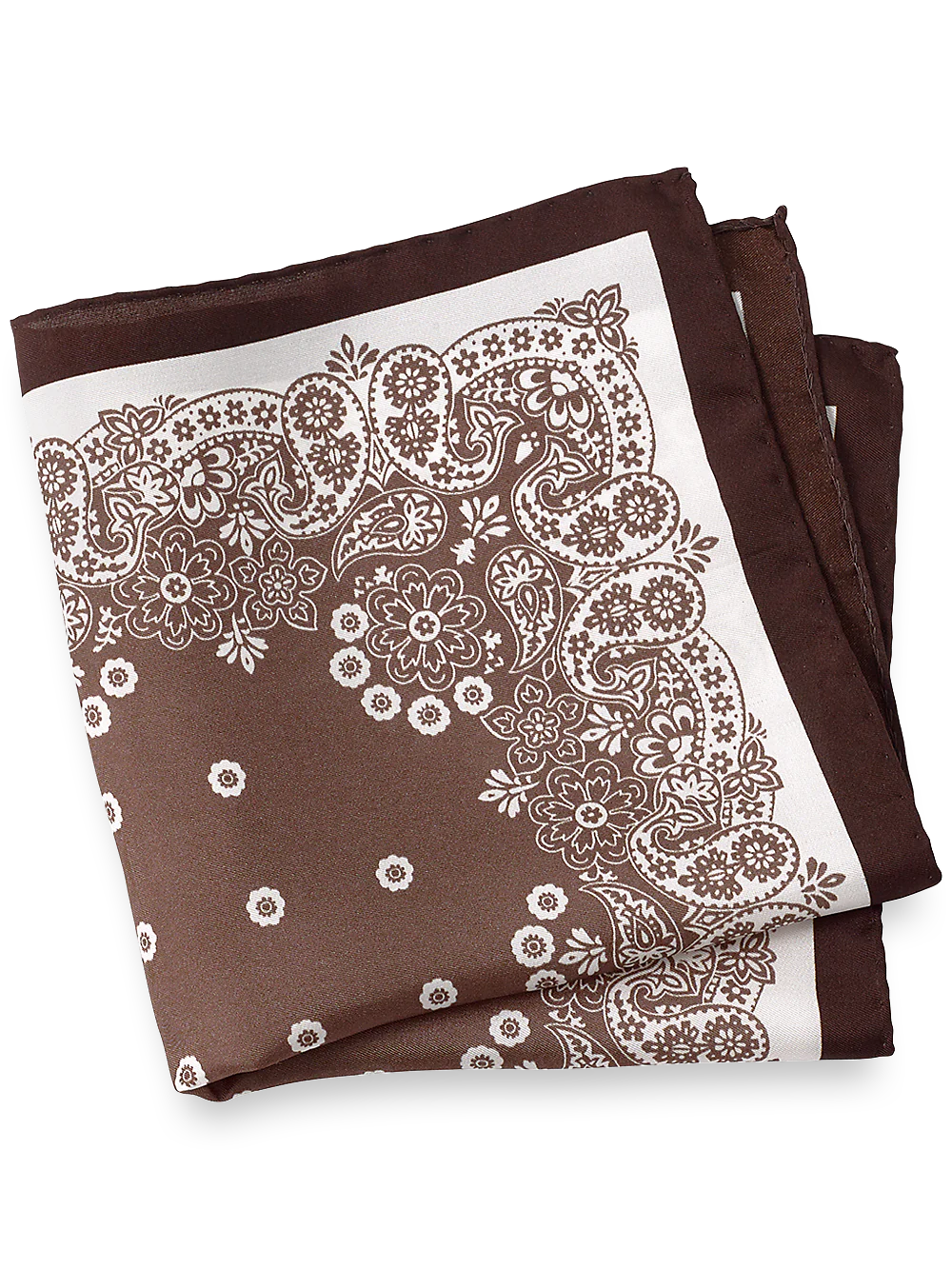 Medallion Silk Pocket Square - Brown